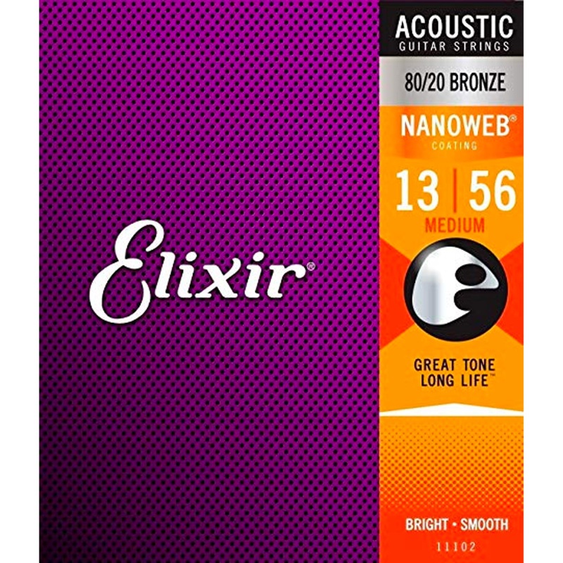elixir-nanoweb-80-20-bronze-acoustic-strings-medium-13-56 Elixir Nanoweb 80/20 Bronze Acoustic Strings (Medium 13-56)