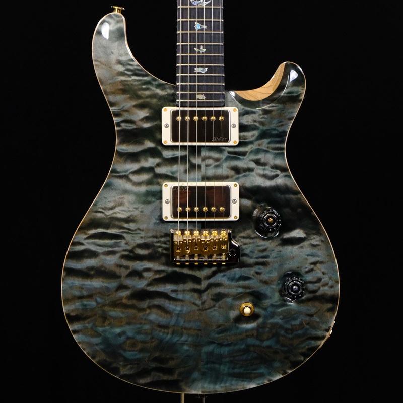 prs-wood-library-custom-24-quilt-electric-guitar-trampas-green PRS Wood Library Custom 24 Quilt Electric Guitar - Trampas Green