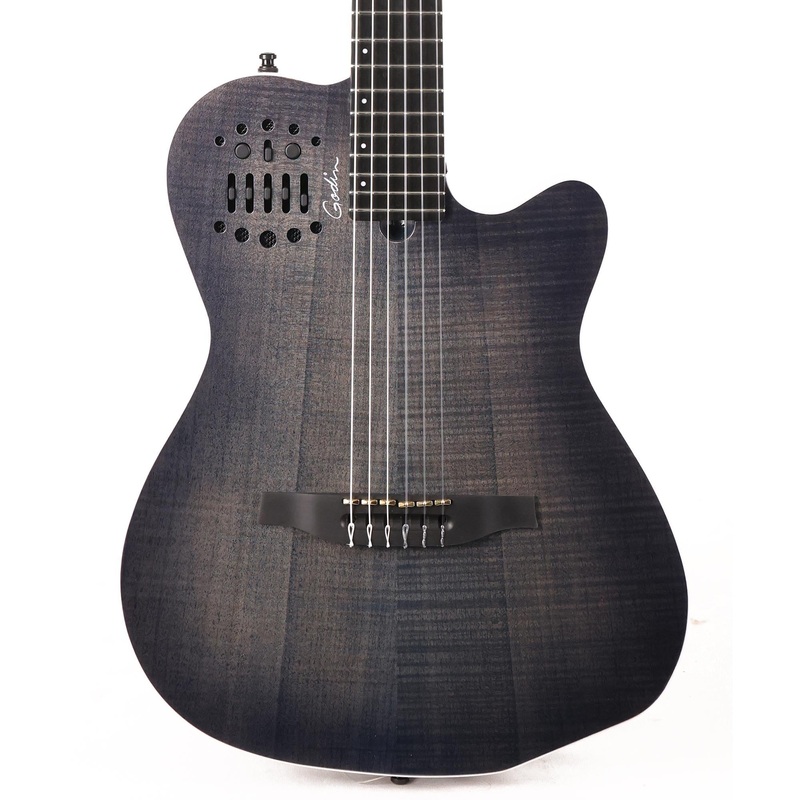 godin-acs-denim-blue-flame-limited-edition-headstock-fix Godin ACS Denim Blue Flame Limited Edition Headstock Fix