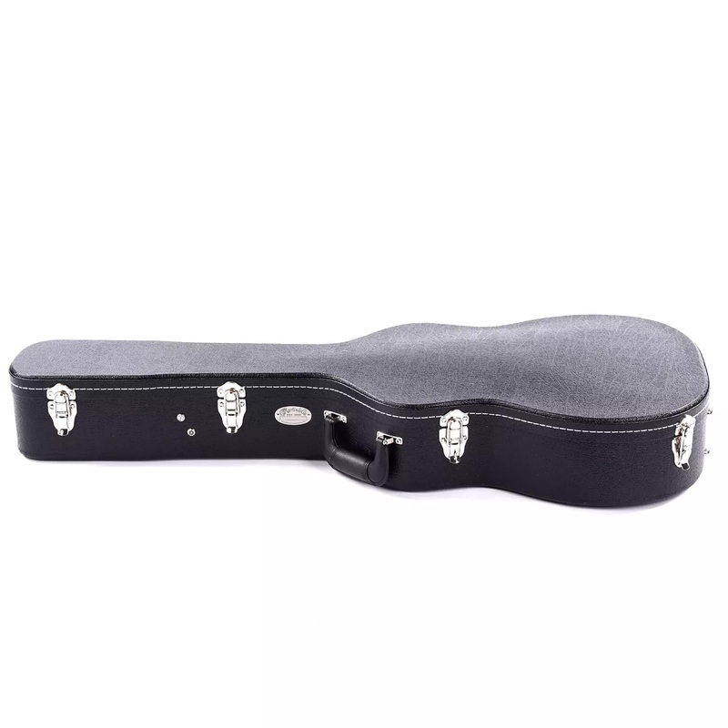 martin-14-fret-000-om-acoustic-guitar-hardshell-case-black-and-green-interior-used Martin 14-Fret 000 / OM Acoustic Guitar Hardshell Case Black and Green Interior Used