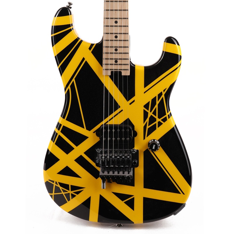 evh-striped-series-black-with-yellow-stripes-used EVH Striped Series Black with Yellow Stripes Used