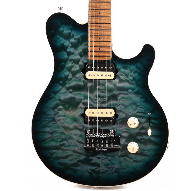 ernie-ball-music-man-axis-super-sport-yucatan-blue-quilt-top-2022 Ernie Ball Music Man Axis Super Sport Yucatan Blue Quilt Top 2022