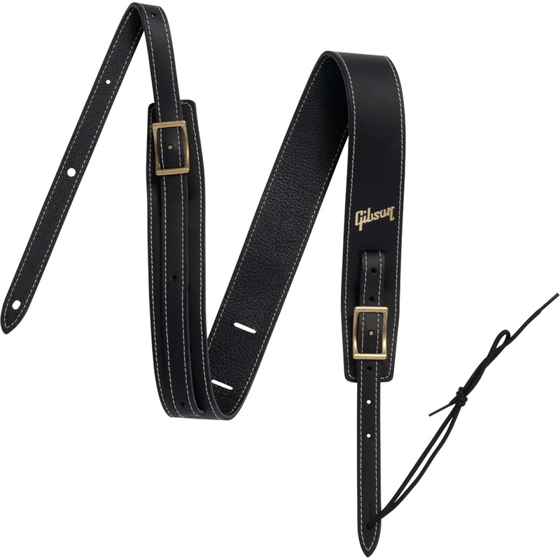 gibson-the-troubadour-leather-guitar-strap-black Gibson The Troubadour Leather Guitar Strap Black