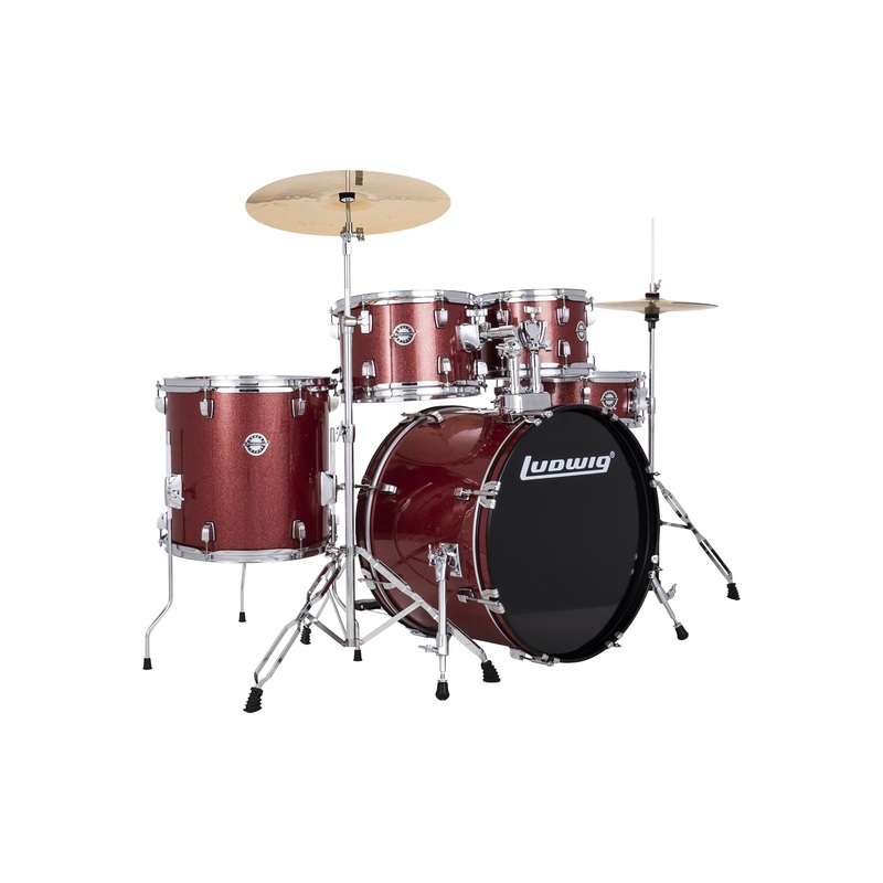 ludwig-accent-drive-series-5-piece-drum-kit-red-sparkle Ludwig Accent Drive Series 5-Piece Drum Kit - Red Sparkle