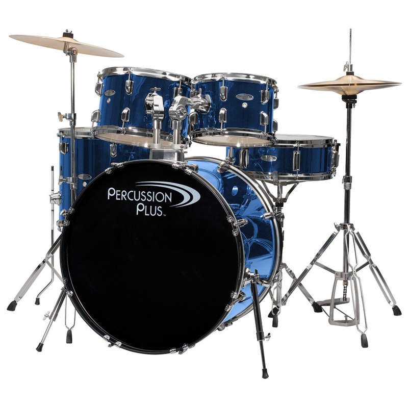 percussion-plus-5-piece-drum-set-with-22-kick-brushed-blue Percussion Plus 5-piece Drum Set With 22" Kick - Brushed Blue