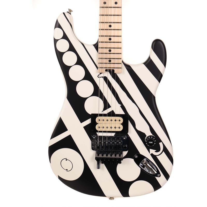 evh-striped-series-circles-guitar-white-and-black-used EVH Striped Series Circles Guitar White and Black Used