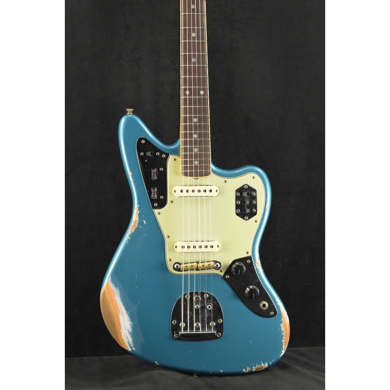 fender-custom-shop-1965-jaguar-heavy-relic-faded-ocean-turquoise-rosewood-fingerboard Fender Custom Shop 1965 Jaguar Heavy Relic Faded Ocean Turquoise Rosewood Fingerboard