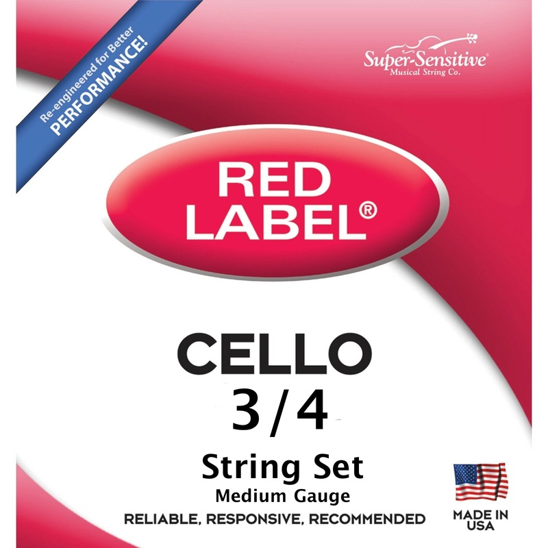 super-sensitive-6105-red-label-3-4-cello-string-set-medium-tension Super Sensitive 6105 Red Label 3/4 Cello String Set (Medium Tension)
