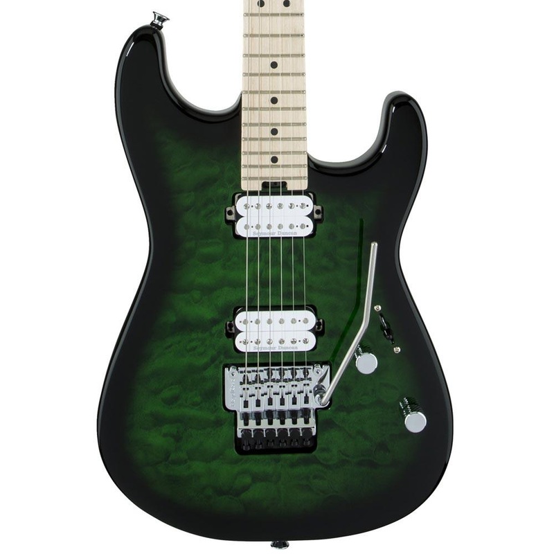 charvel-pro-mod-san-dimas-style-1-hh-fr-m-qm-transparent-green-burst Charvel Pro-Mod San Dimas Style 1 HH FR M QM Transparent Green Burst