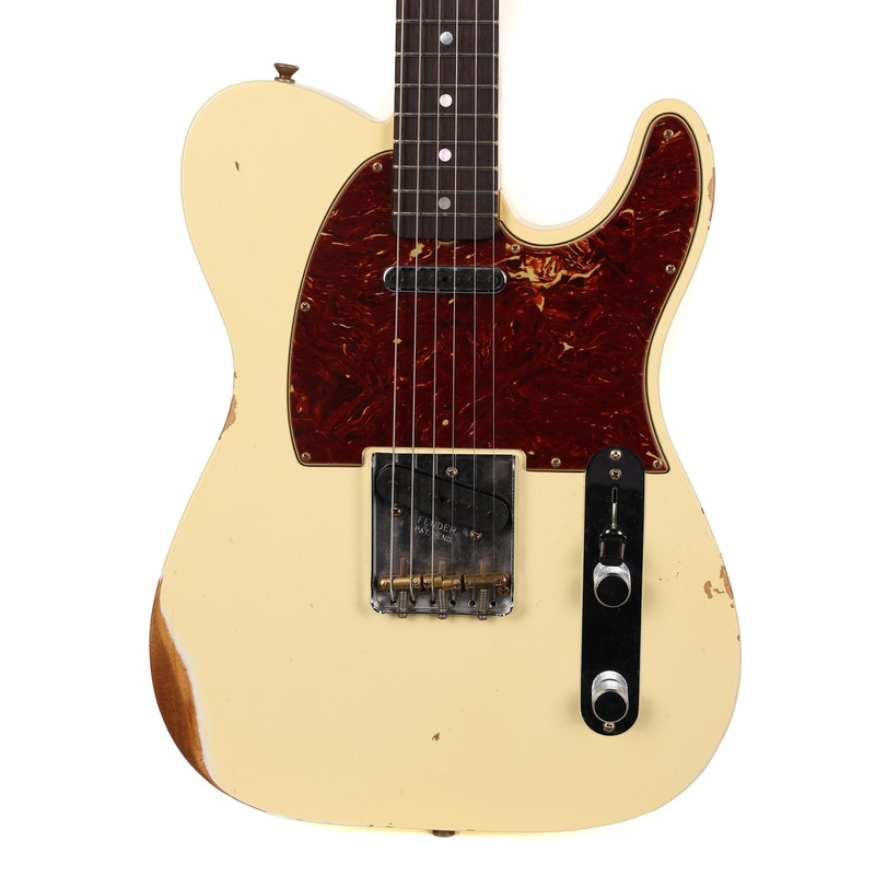 fender-custom-shop-1964-telecaster-relic-faded-aged-vintage-white-matching-headstock-2023 Fender Custom Shop 1964 Telecaster Relic Faded Aged Vintage White Matching Headstock 2023