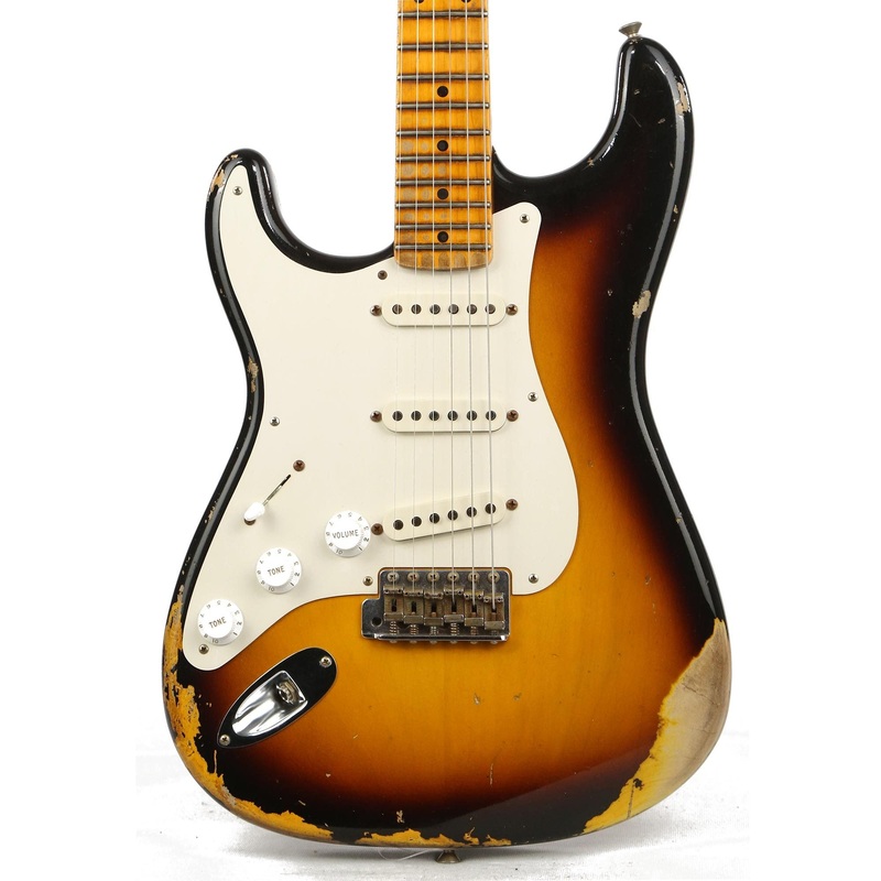 fender-custom-shop-57-stratocaster-left-handed-heavy-relic-2-tone-sunburst-2016 Fender Custom Shop '57 Stratocaster Left-Handed Heavy Relic 2-Tone Sunburst 2016