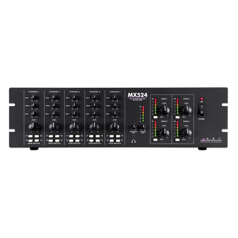 art-mx524-5-channel-4-zone-mic-line-mixer ART MX524 5-Channel 4-Zone Mic Line Mixer