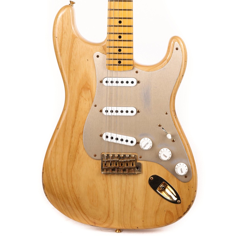 fender-custom-shop-1955-stratocaster-relic-aged-natural-with-gold-hardware-used Fender Custom Shop 1955 Stratocaster Relic Aged Natural with Gold Hardware Used