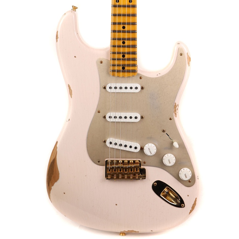 fender-custom-shop-1955-stratocaster-super-faded-shell-pink-gold-hardware-used Fender Custom Shop 1955 Stratocaster Super Faded Shell Pink Gold Hardware Used