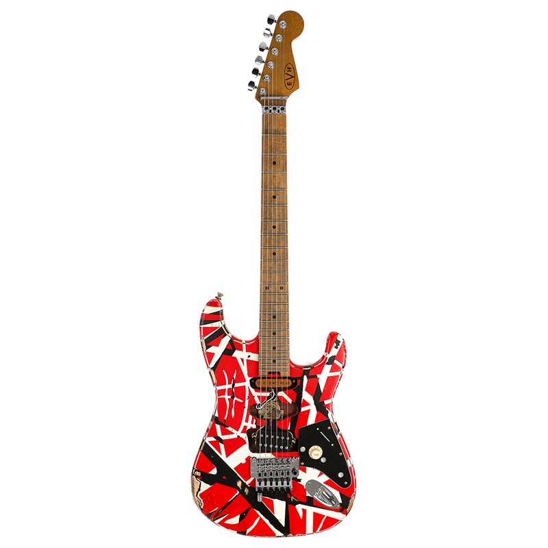 evh-striped-series-frankie-relic-electric-guitar-red-with-black-stripes EVH Striped Series Frankie Relic Electric Guitar - Red with Black Stripes