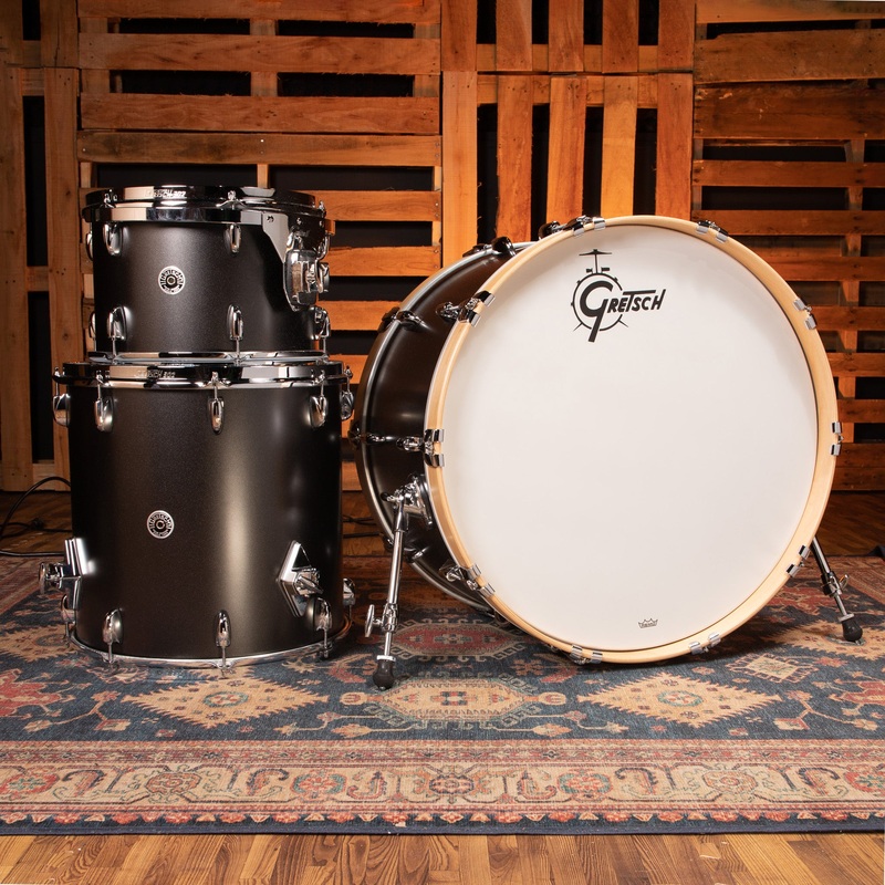 gretsch-brooklyn-3-piece-shell-pack-24-inch-kick-satin-black-metallic Gretsch Brooklyn 3-Piece Shell Pack, 24-Inch Kick - Satin Black Metallic