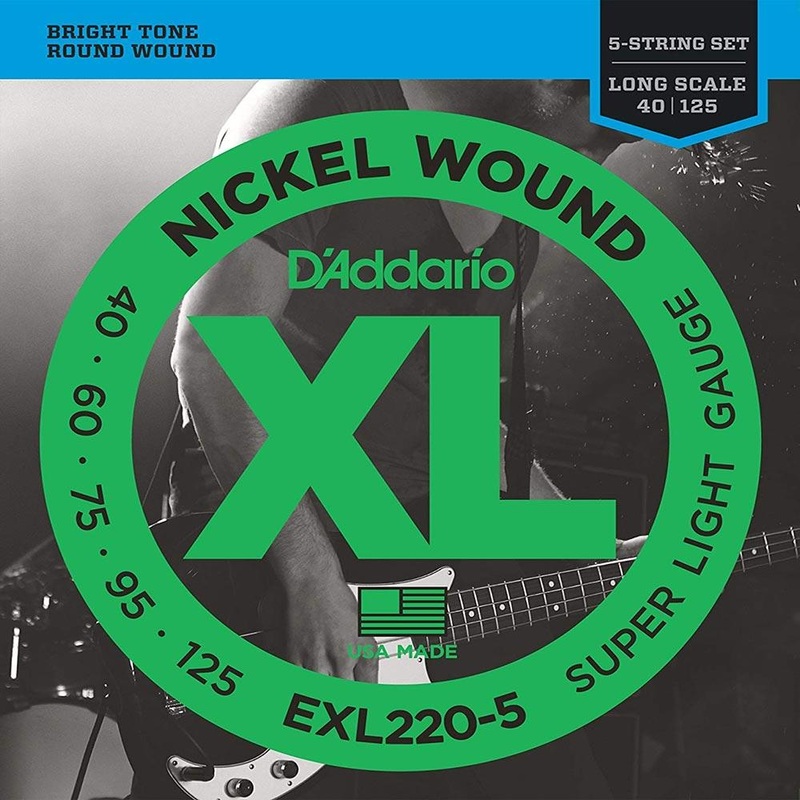 d-addario-nickel-wound-5-string-bass-strings-super-light-40-125 D'Addario Nickel Wound 5-String Bass Strings (Super Light 40-125)