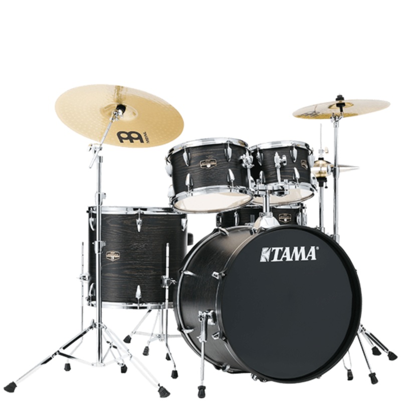 tama-imperialstar-ie52c-5-piece-complete-drum-set-with-snare-drum-and-meinl-cymbals-black-oak-wrap Tama Imperialstar IE52C 5-piece Complete Drum Set with Snare Drum and Meinl Cymbals (Black Oak Wrap)
