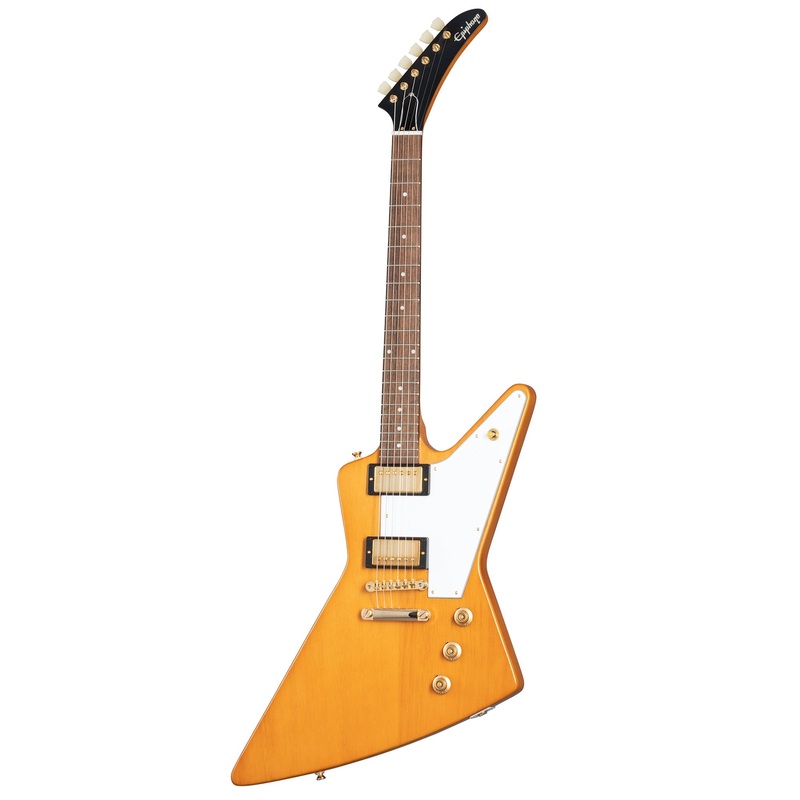 epiphone-1958-korina-explorer-with-white-pickguard-solidbody-electric-guitar-aged-natural Epiphone 1958 Korina Explorer with White Pickguard Solidbody Electric Guitar - Aged Natural