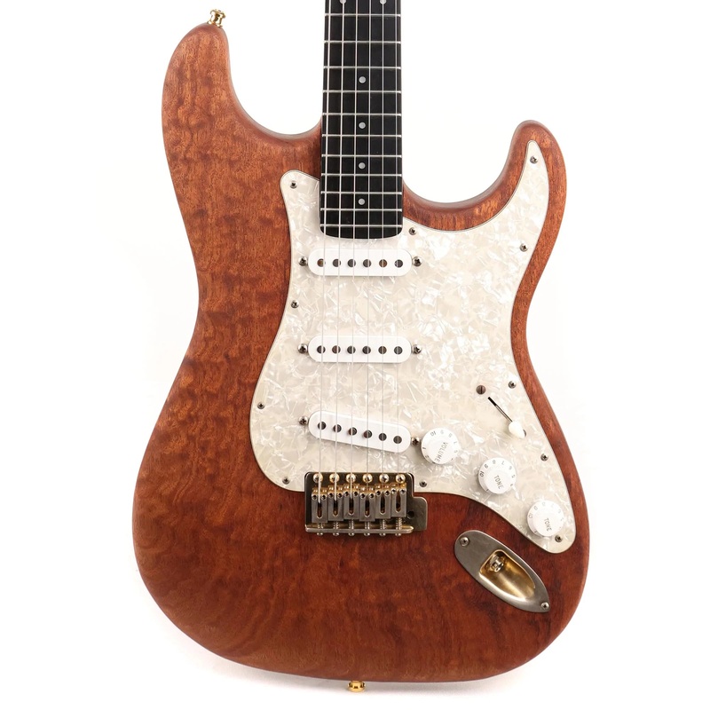 esp-custom-shop-s-style-figured-mahogany-body-and-walnut-neck ESP Custom Shop S-Style Figured Mahogany Body and Walnut Neck