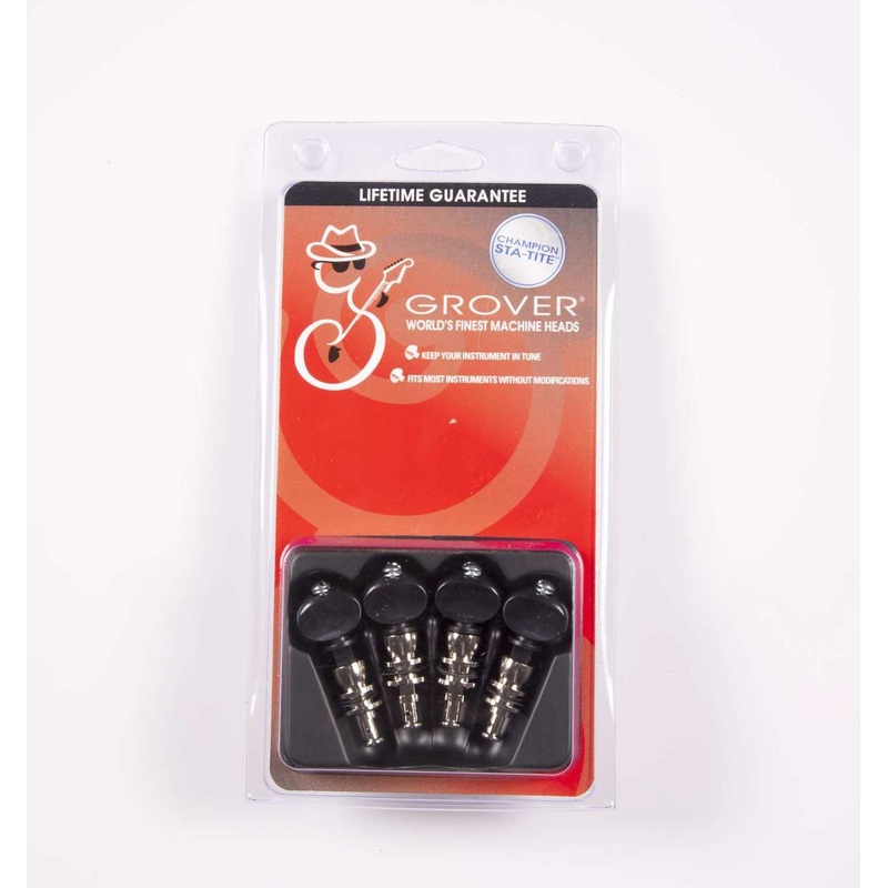 genuine-grover-champion-banjo-pegs-nickel-black-buttons-set-of-4 Genuine Grover Champion Banjo Pegs Nickel, Black Buttons, set of 4