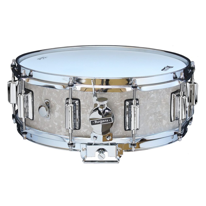 rogers-dyna-sonic-beavertail-5x14-inch-snare-drum-white-marine-pearl Rogers Dyna-Sonic Beavertail 5x14-Inch Snare Drum - White Marine Pearl