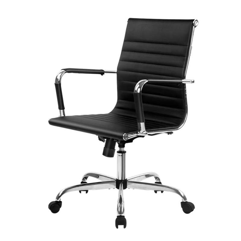 artiss-office-chair-conference-chairs-pu-leather-mid-back-black Artiss Office Chair Conference Chairs PU Leather Mid Back (Black)