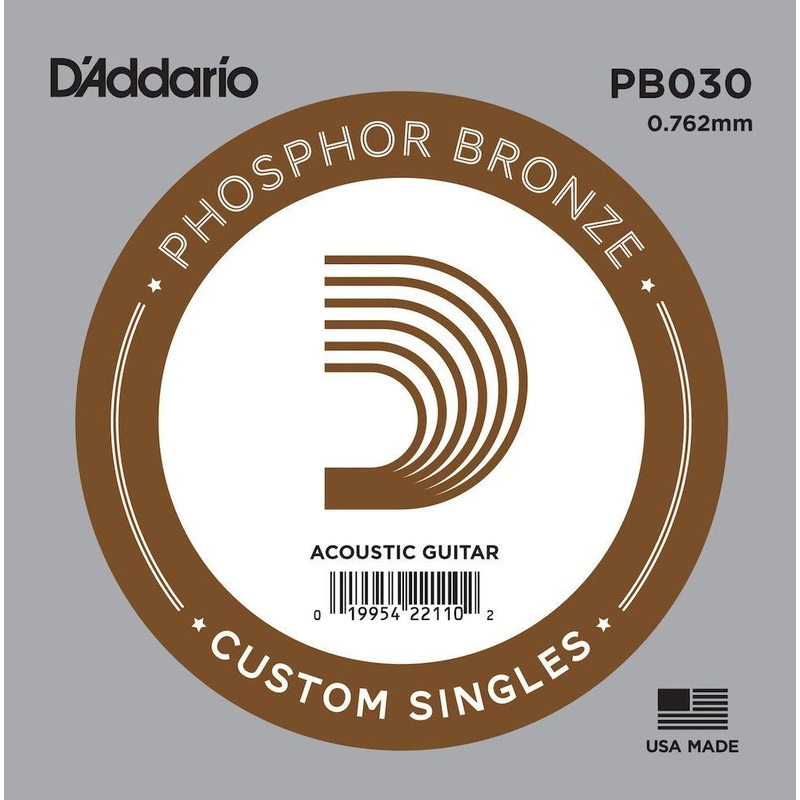 d-addario-pb030-phosphor-bronze-wound-acoustic-guitar-single-string-030 D'Addario PB030 Phosphor Bronze Wound Acoustic Guitar Single String, .030
