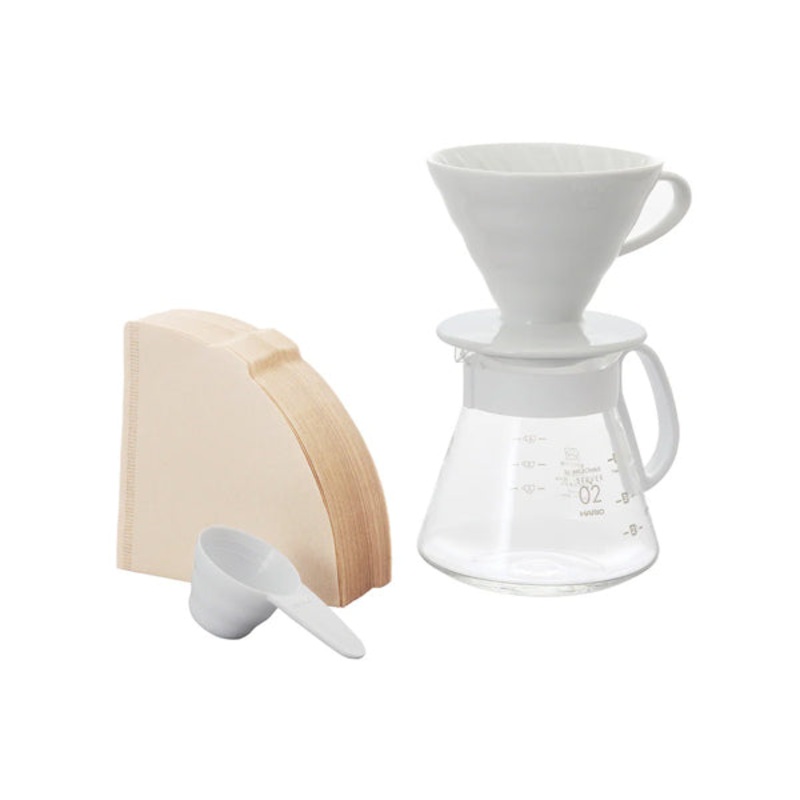 hario-v60-ceramic-pour-over-set-white Hario V60 Ceramic Pour Over Set - White