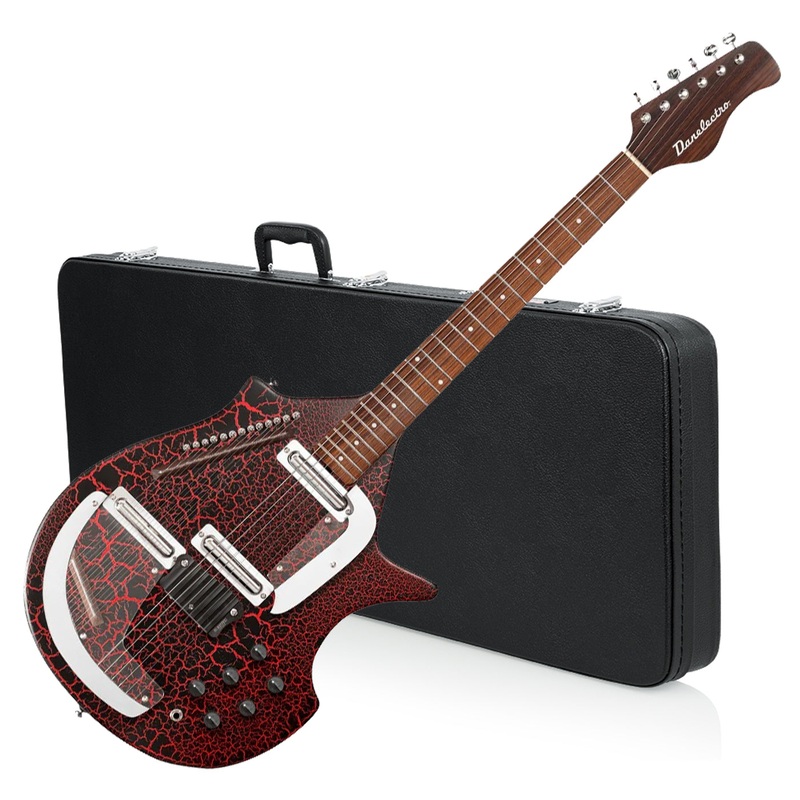 danelectro-coral-sitar-reissue-guitar-with-hardshell-case-bundle-red-crackle Danelectro Coral Sitar Reissue Guitar with Hardshell Case Bundle - Red Crackle