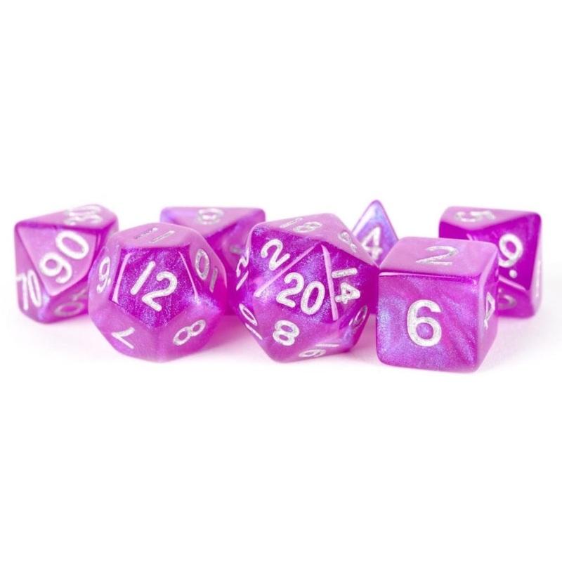 fanroll-by-metallic-dice-games-mdg-acrylic-16mm-polyhedral-dice-set-stardust-purple Fanroll By Metallic Dice Games MDG Acrylic 16mm Polyhedral Dice Set (Stardust Purple)