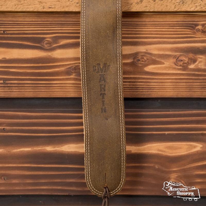 martin-2-5-light-brown-distressed-ball-glove-leather-guitar-strap Martin 2.5" Light Brown Distressed Ball-Glove Leather Guitar Strap