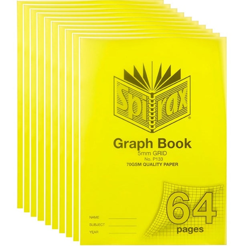 spirax-p133-graph-book-5mm-grid-64-page-a4-yellow-10-pack Spirax P133 Graph Book 5mm Grid 64 Page A4 Yellow 10 Pack