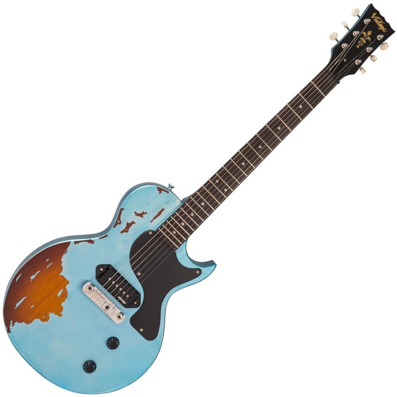 vintage-v120-icon-electric-guitar-distressed-gun-hill-blue-over-sunburst Vintage V120 ICON Electric Guitar ~ Distressed Gun Hill Blue Over Sunburst