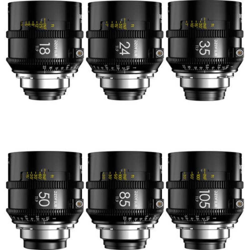 dzofilm-vespid-prime-ii-t1-9-prime-6-lens-kit-arri-pl-feet DZOFilm Vespid Prime II T1.9 Prime 6-Lens Kit (ARRI PL, Feet)