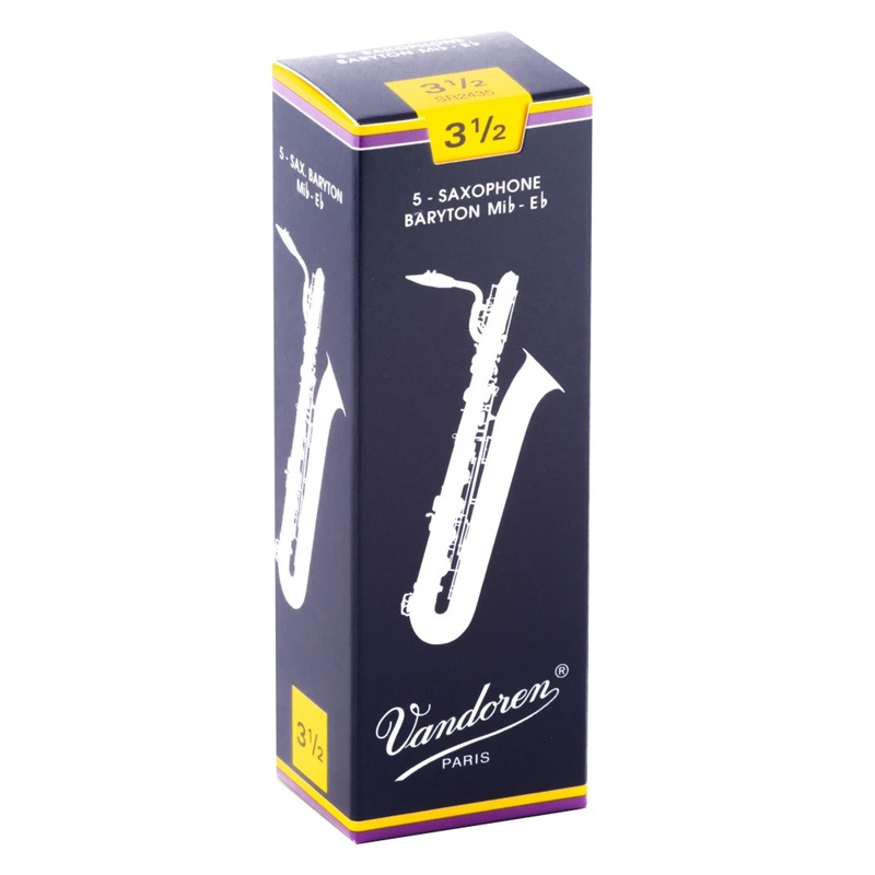 vandoren-sr2435-traditional-baritone-sax-reeds-strength-3-5-box-of-5 Vandoren SR2435 Traditional Baritone Sax Reeds - Strength 3.5 (Box of 5)