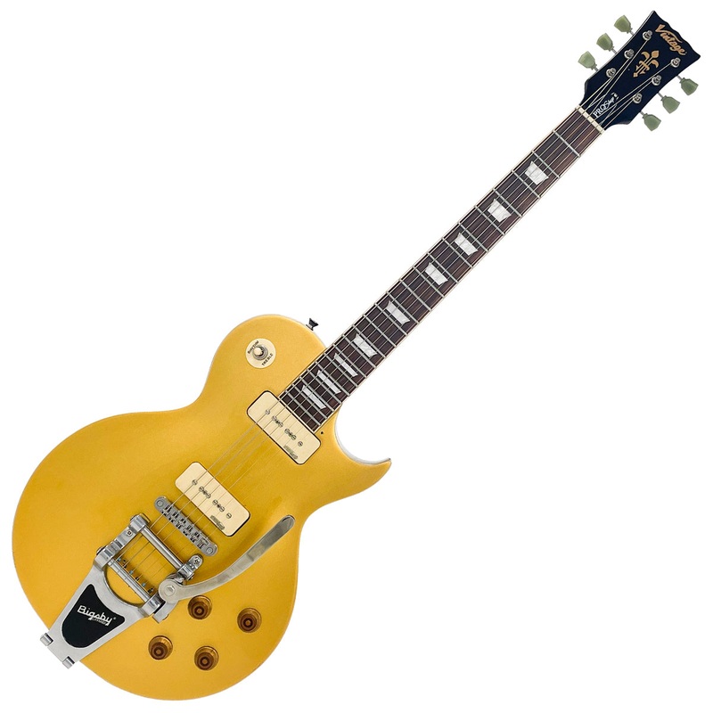vintage-v100-proshop-unique-electric-guitar-bigsby-gold-top Vintage V100 ProShop Unique Electric Guitar ~ Bigsby Gold Top