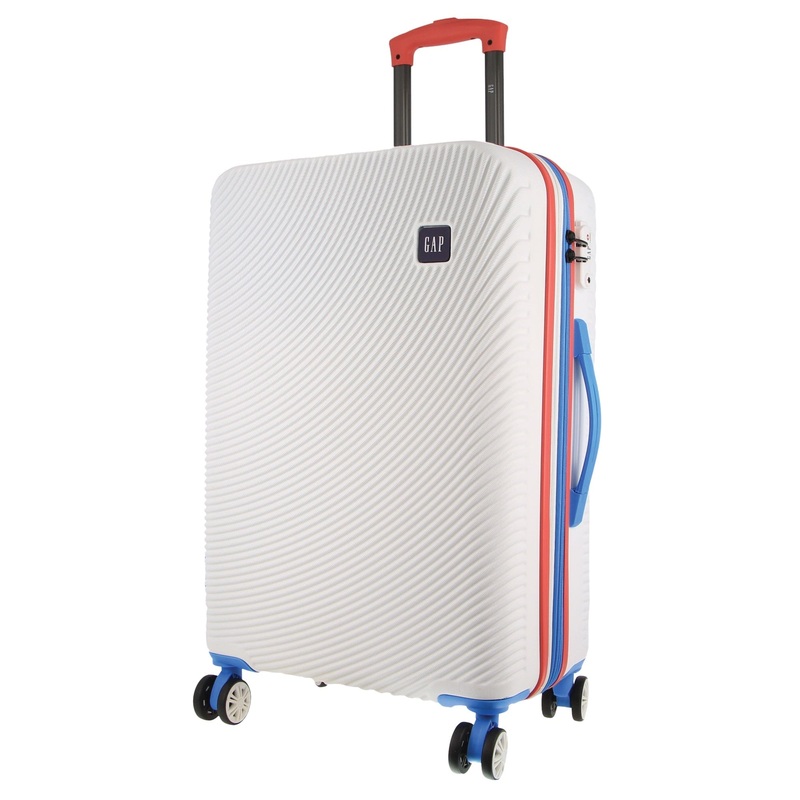 gap-stripe-travel-hard-shell-suitcase-medium-luggage-67x46cm-white GAP Stripe Travel Hard-Shell Suitcase Medium Luggage 67x46cm White