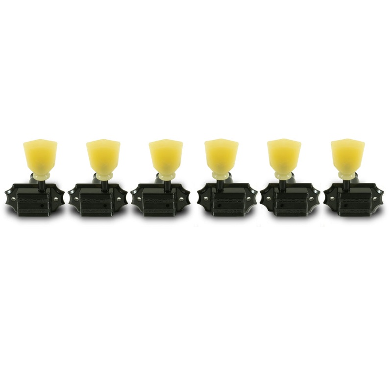 kluson-3-per-side-vintage-diecast-series-tuning-machines-black-with-plastic-keystone-button Kluson 3 Per Side Vintage Diecast Series Tuning Machines Black With Plastic Keystone Button