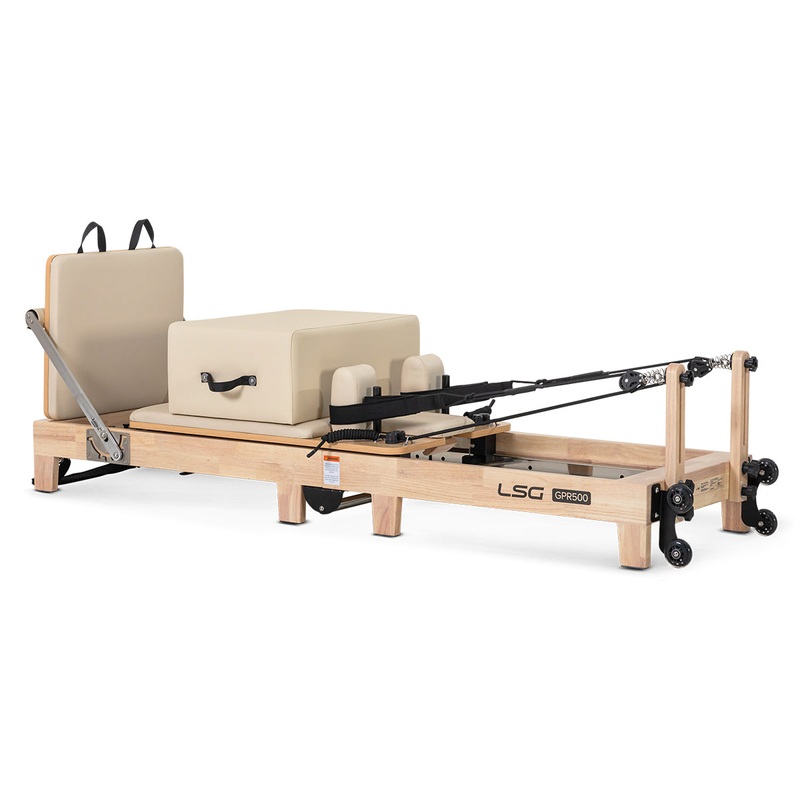 lsg-gpr500-folding-wooden-pilates-reformer-machine-beige LSG GPR500 Folding Wooden Pilates Reformer Machine (Beige)