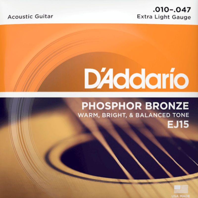d-addario-ej15-phosphor-bronze-acoustic-guitar-strings-extra-light-10-47 D'Addario EJ15 Phosphor Bronze Acoustic Guitar Strings, Extra Light, 10-47