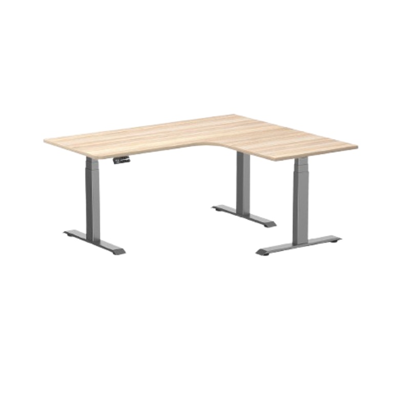 desky-l-shape-melamine-sit-stand-desk-160cm-right-return-classic-oak-top-and-space-grey-leg Desky L-Shape Melamine Sit Stand Desk 160cm - Right Return Classic Oak Top and Space Grey Leg