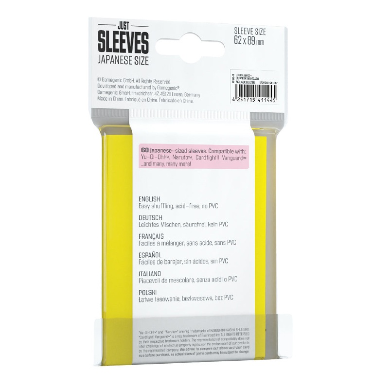 gamegenic-just-sleeves-japanese-size-yellow Gamegenic Just Sleeves Japanese Size (Yellow)