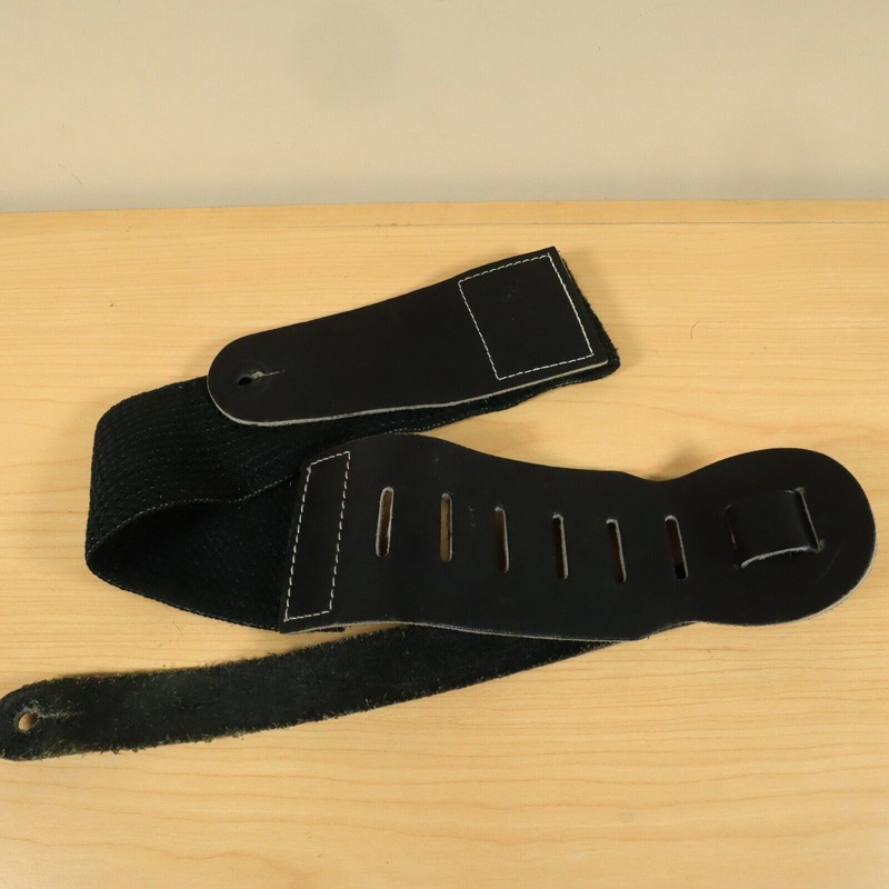 vintage-90s-bass-guitar-nylon-guitar-strap-black-w-leather-tabs Vintage 90s Bass Guitar Nylon Guitar Strap Black w/ Leather tabs