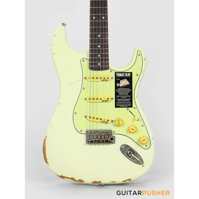 vintage-v6-thomas-blug-signature-s-style-electric-guitar-distressed-vintage-white Vintage V6 Thomas Blug Signature S-Style Electric Guitar - Distressed Vintage White