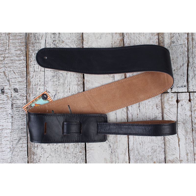 henry-heller-2-5-inch-width-capri-leather-adjustable-guitar-strap-black Henry Heller 2.5 Inch Width Capri Leather Adjustable Guitar Strap Black
