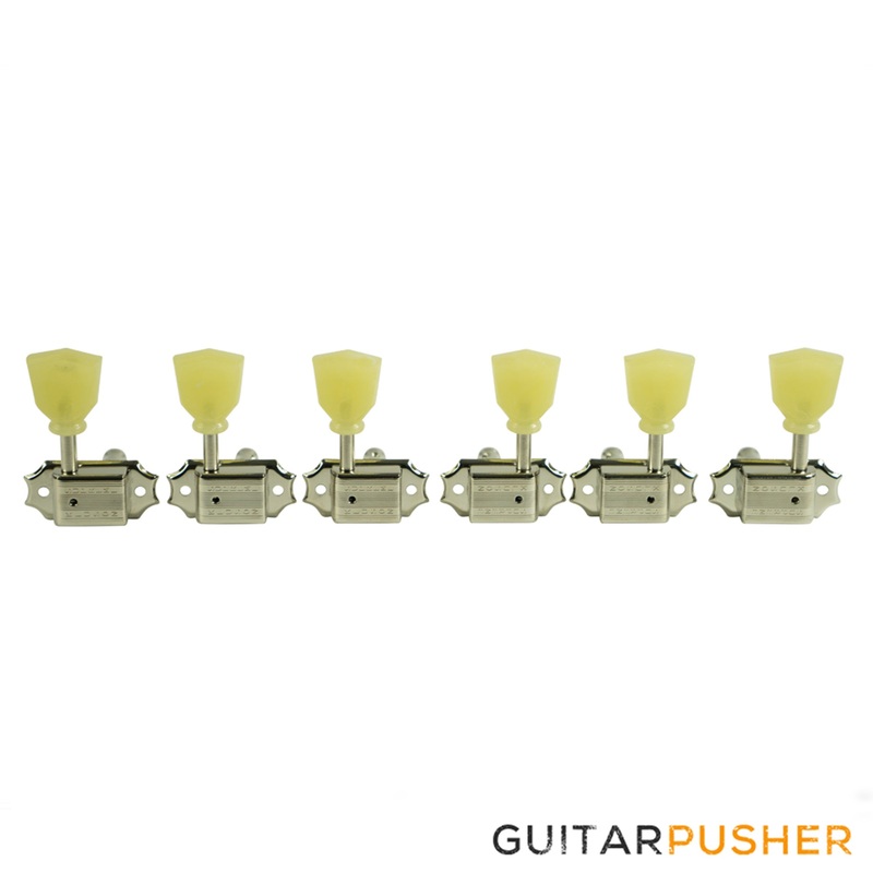 kluson-traditional-3-3-pearl-button-locking-machine-head-tuner-nickel Kluson Traditional - 3+3 Pearl Button LOCKING Machine Head Tuner Nickel