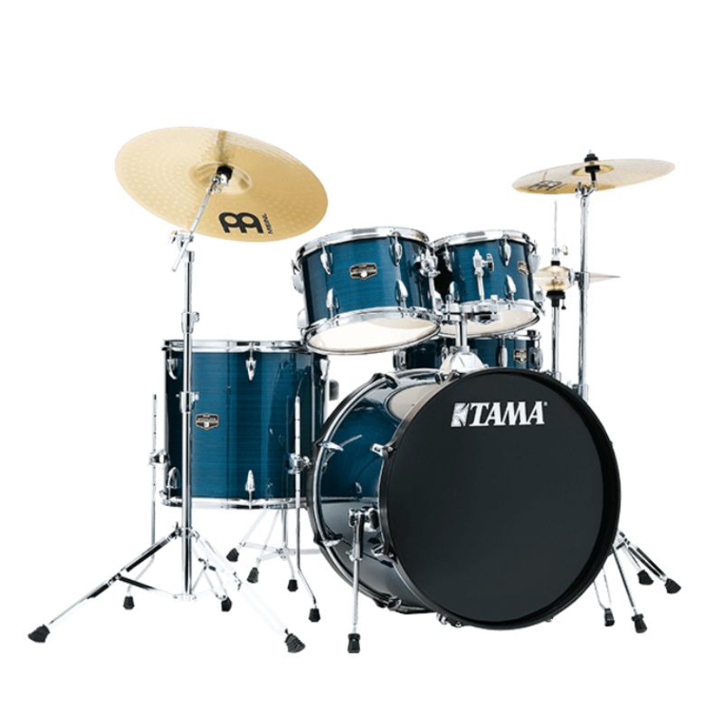 tama-imperialstar-ie58c-5-piece-drum-set-w-snare-meinl-cymbals-hairline-blue Tama Imperialstar IE58C 5 Piece Drum Set w Snare & Meinl Cymbals Hairline Blue