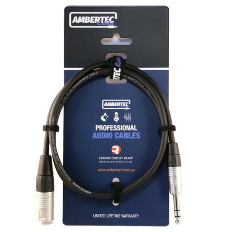 ambertec-cables-microphone-cable-3m-rean-xlrm-to-6-35mm-trs Ambertec Cables Microphone cable 3m REAN XLRM to 6.35mm TRS