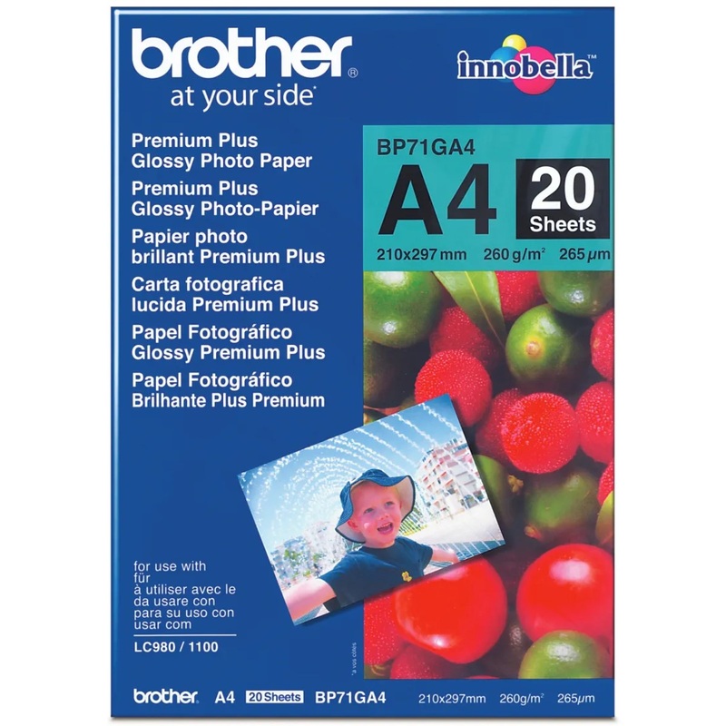 brother-bp-71ga4-premium-plus-glossy-photo-paper-260gsm-a4-pack-20 Brother BP-71GA4 Premium Plus Glossy Photo Paper 260Gsm A4 Pack 20